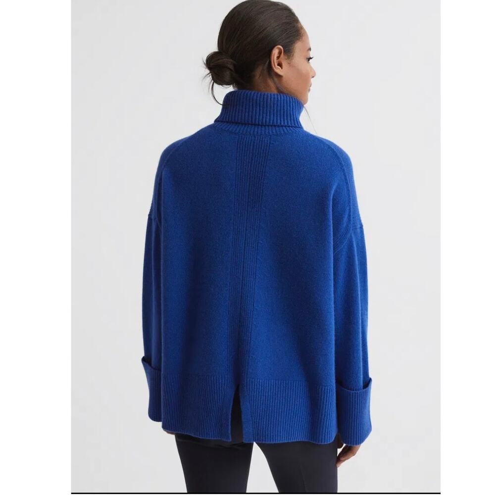 REISS women’s Sarah Cashmere Wool Roll Neck sweater Sz. M blue - Picture 2 of 9